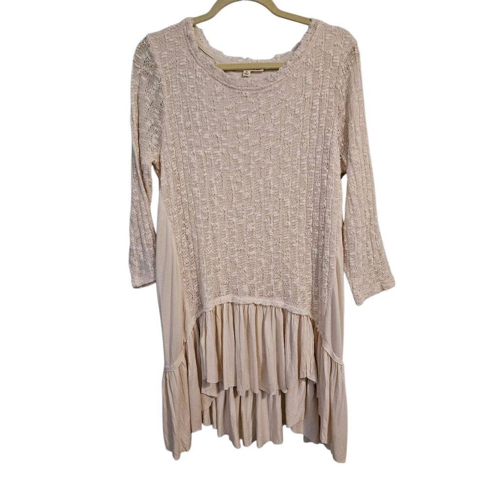 Indigo Thread Co cream colored knitted tunic with lining. Size XL.
